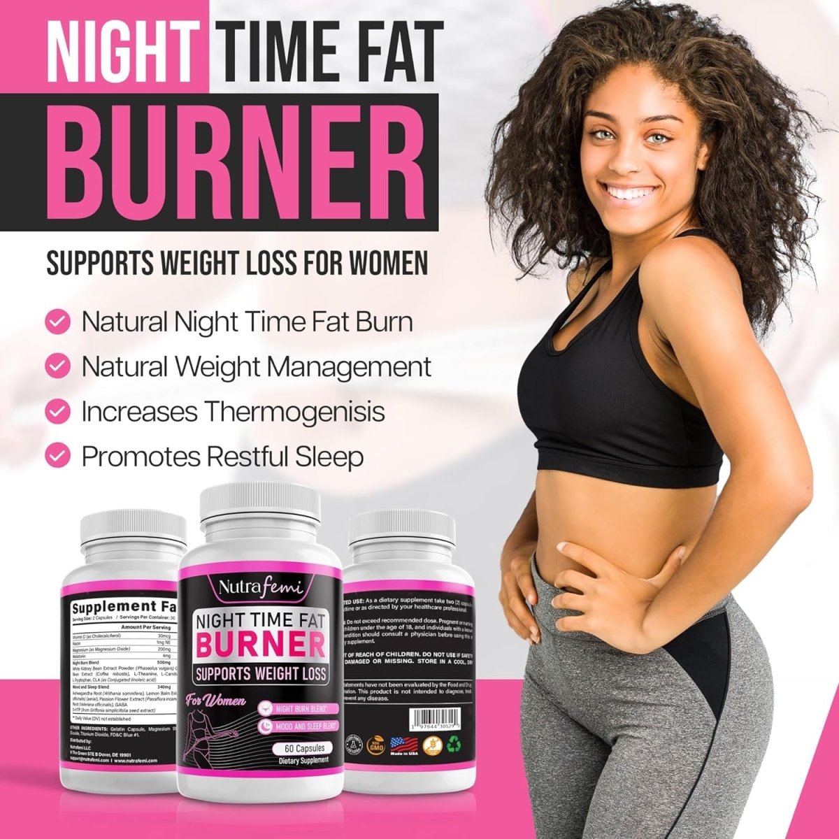Fat Burners for Women Weight Loss - Night Time Fat Burner 60 Capsules - Suppviv