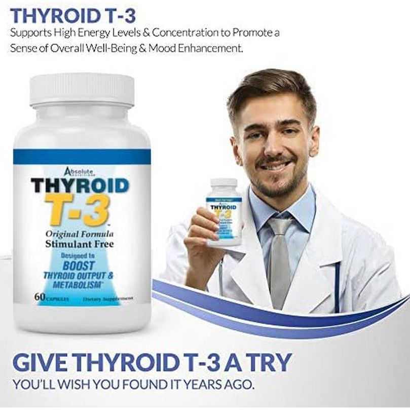 Fat Burning Metabolism Boosting Supplement, Thyroid T - 3, 60 Capsules - Suppviv