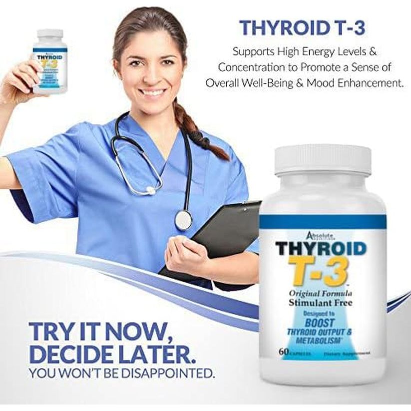 Fat Burning Metabolism Boosting Supplement, Thyroid T - 3, 60 Capsules - Suppviv