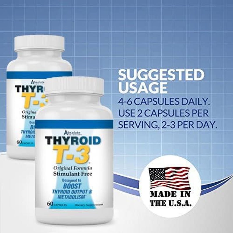 Fat Burning Metabolism Boosting Supplement, Thyroid T - 3, 60 Capsules - Suppviv