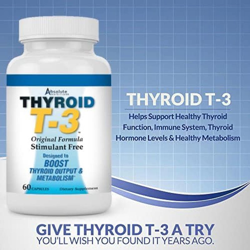 Fat Burning Metabolism Boosting Supplement, Thyroid T - 3, 60 Capsules - Suppviv