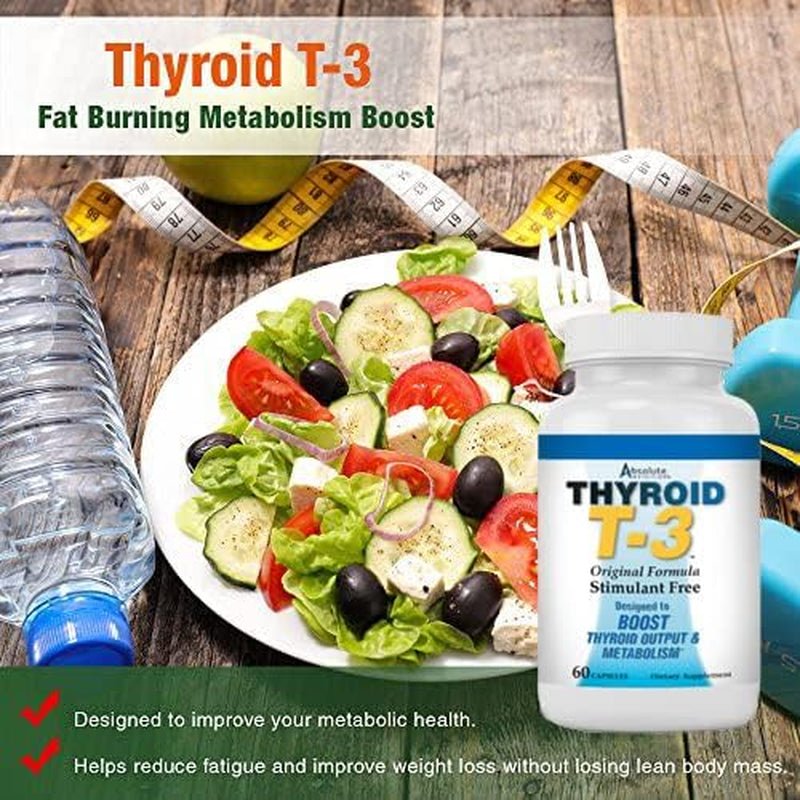 Fat Burning Metabolism Boosting Supplement, Thyroid T - 3, 60 Capsules - Suppviv