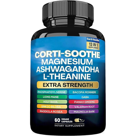 Corti-Soothe Cortisol Supplement Magnesium Glycinate 200Mg, L-Theanine 150Mg Ashwagandha 150Mg (60 Capsules)
