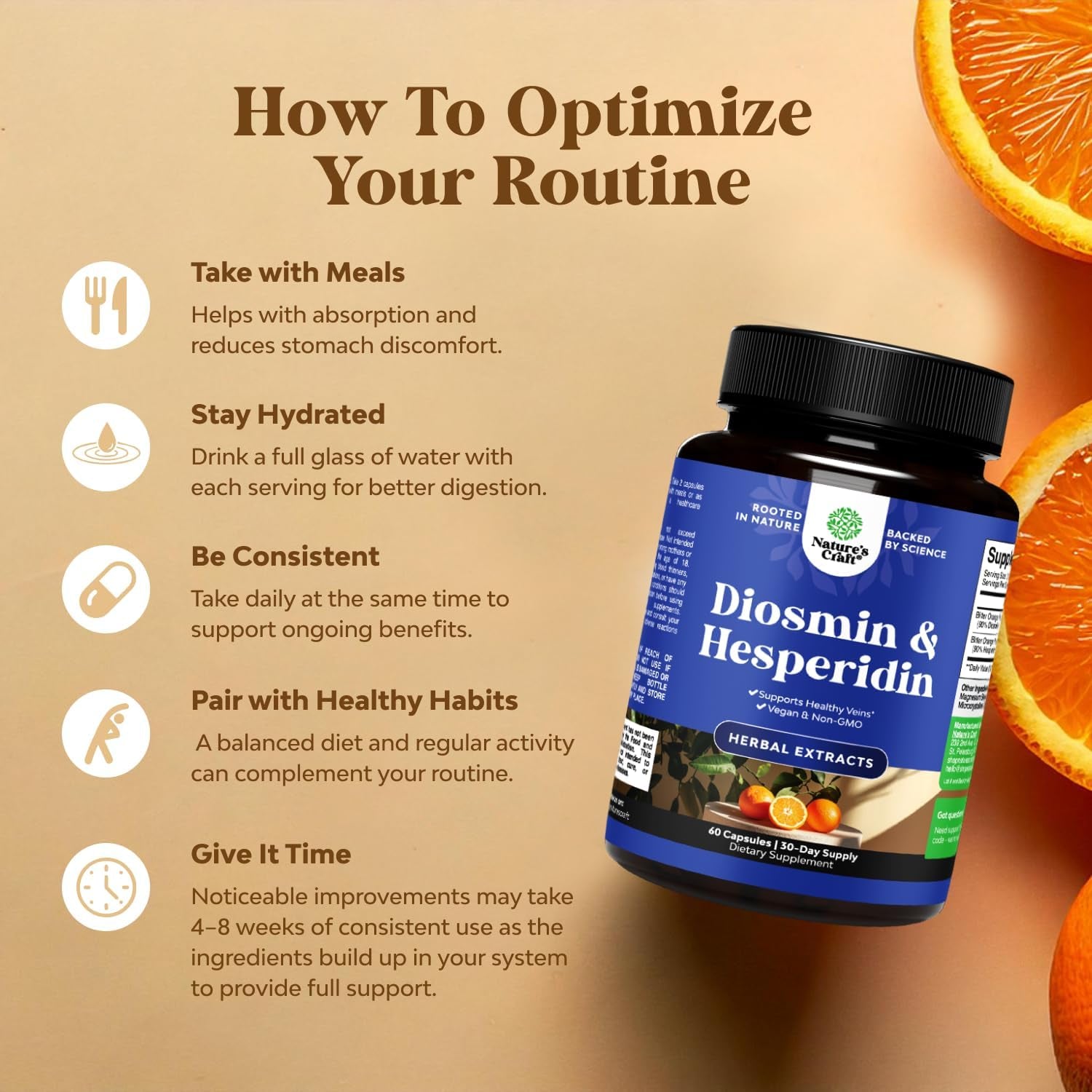 Diosmin Hesperidin 1000Mg Complex - from Bitter Orange for Vein Support (1 Month Supply)