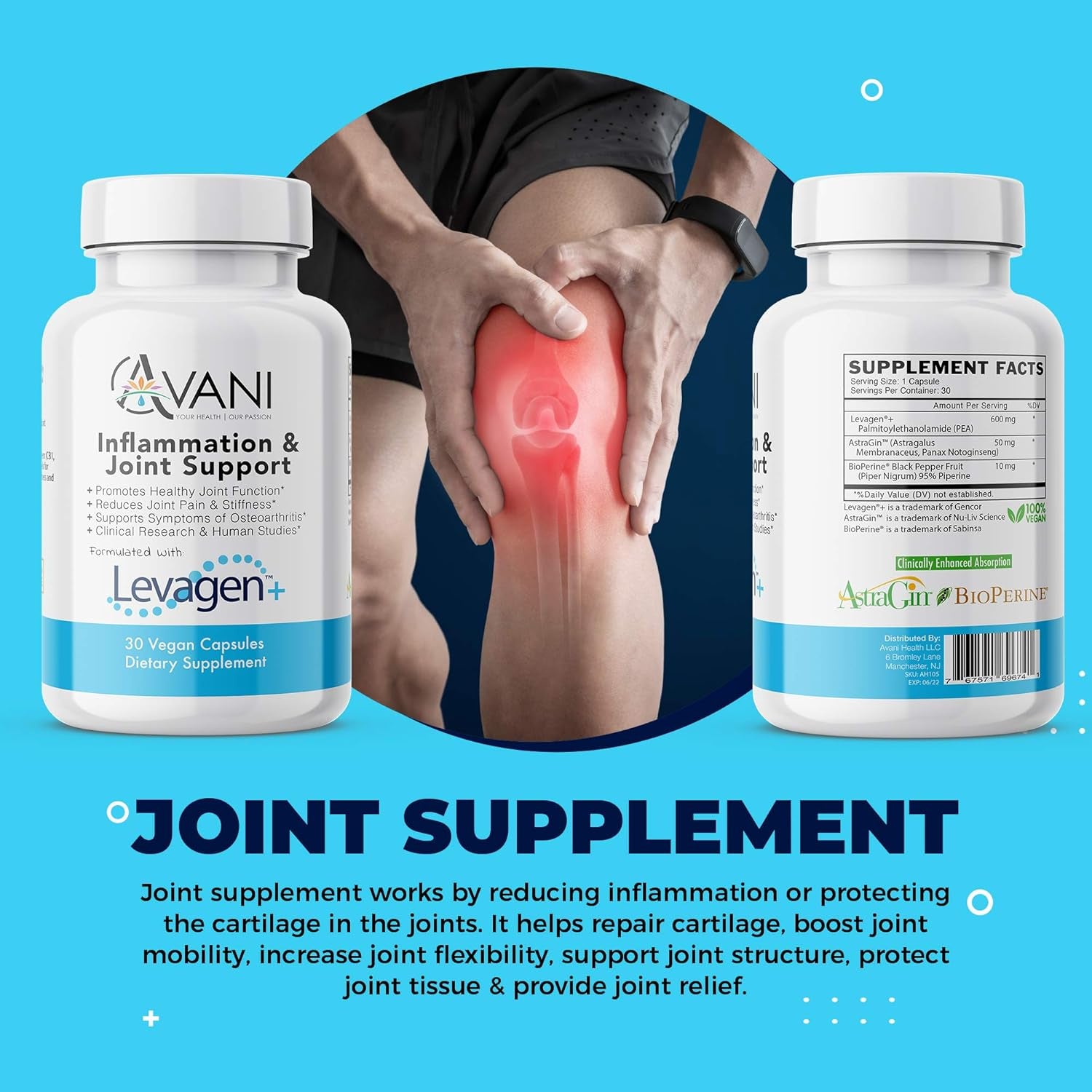 Levagen Inflammation Supplement - Joint Support and Comfort, Reduce Joint Pain and Stiffness  30 Vegan Capsules