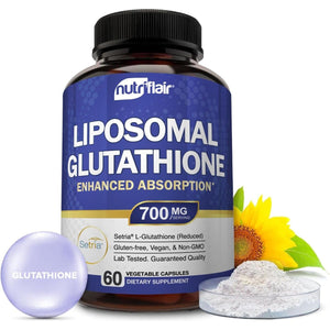 Nutriflair Liposomal Glutathione Supplement Setria® 700Mg - Pure Reduced, Stable Form L-Glutathione Reductase (GSH) 60 Capsules