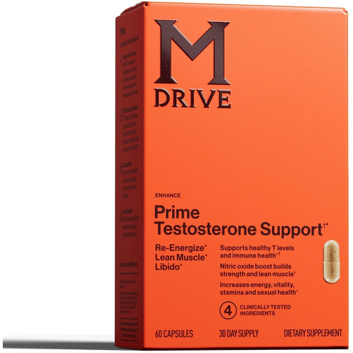 Mdrive Prime - Testosterone Support for Men, Max Energy, Stress Relief and Lean Muscle 60 Capsules