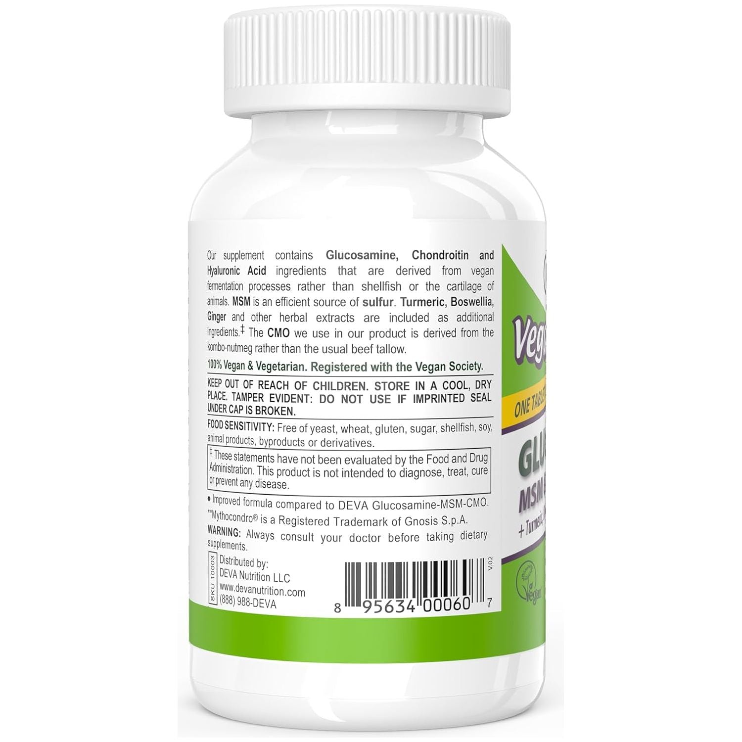 DEVA Vegan Glucosamine MSM & Chondroitin + Turmeric, CMO, Boswellia, Hyaluronic Acid & More  90 Tablets