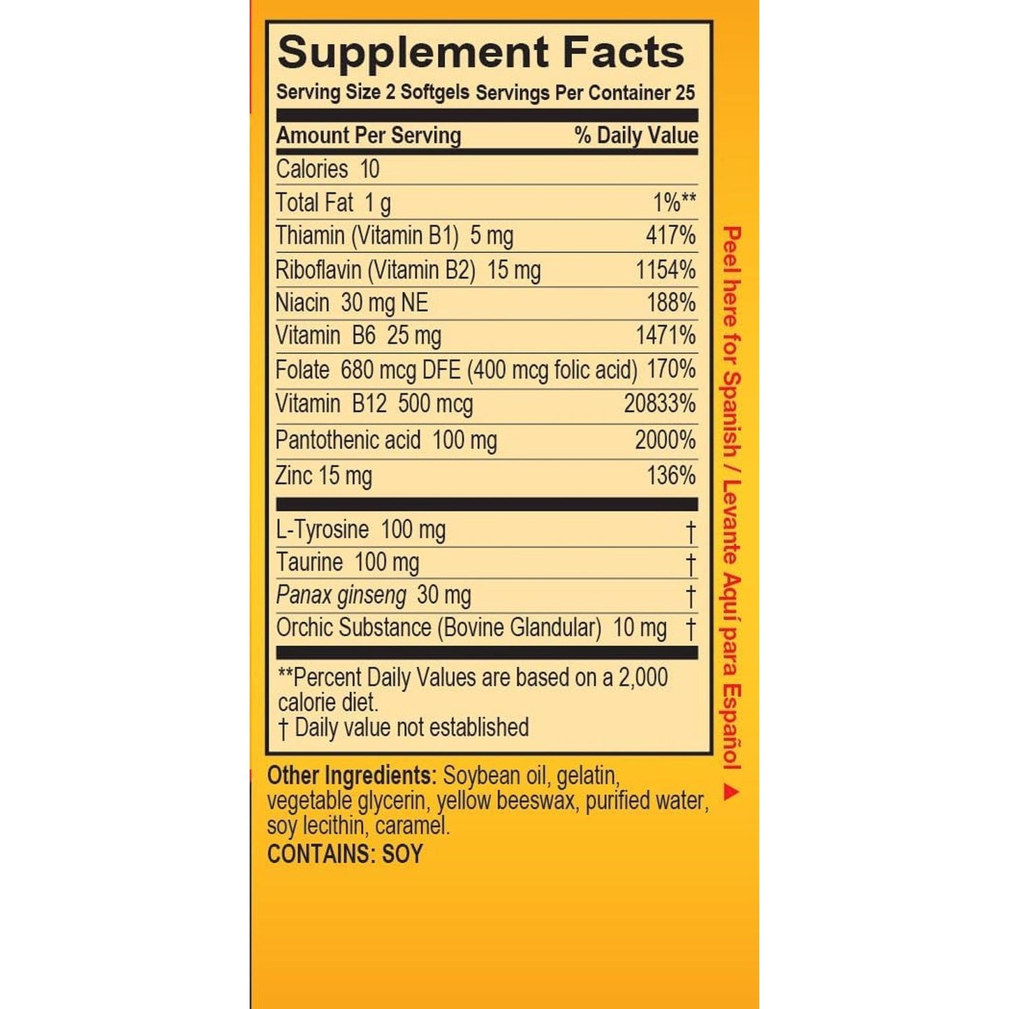 High Potency B Vitamins and Amino Acids, Fuel for Today'S Active Men, No Caffeine, No Sugar, Made in USA,50 Softgels