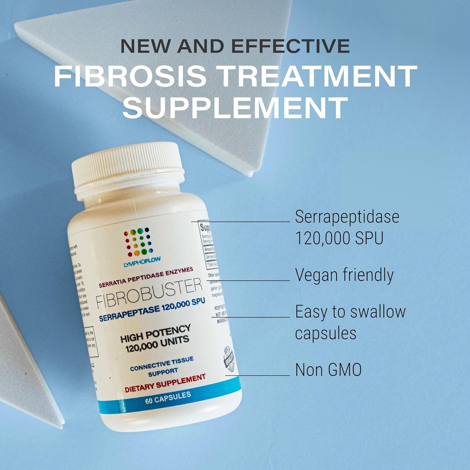 Bruizex Fibrobuster: Serrapeptase Proteolytic Enzymes 120,000 SPU, for Post Surgery Recovery and Immune Support 60 Capsules