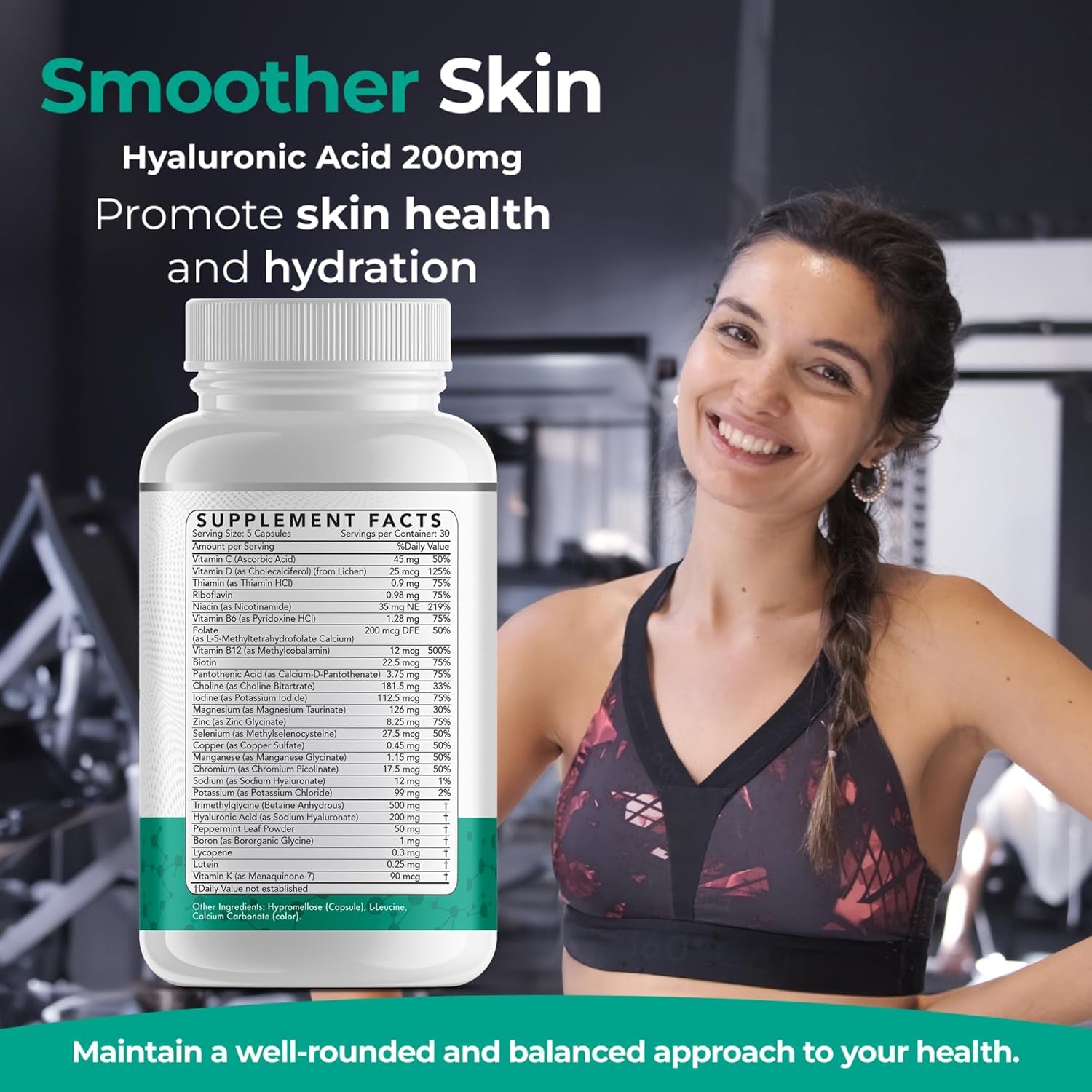 Daily Low Dose Multivitamin & Mineral to Support Cognitive Performance & Memory + Hyaluronic Acid for Skin Health + TMG for Exercise (150 Count)