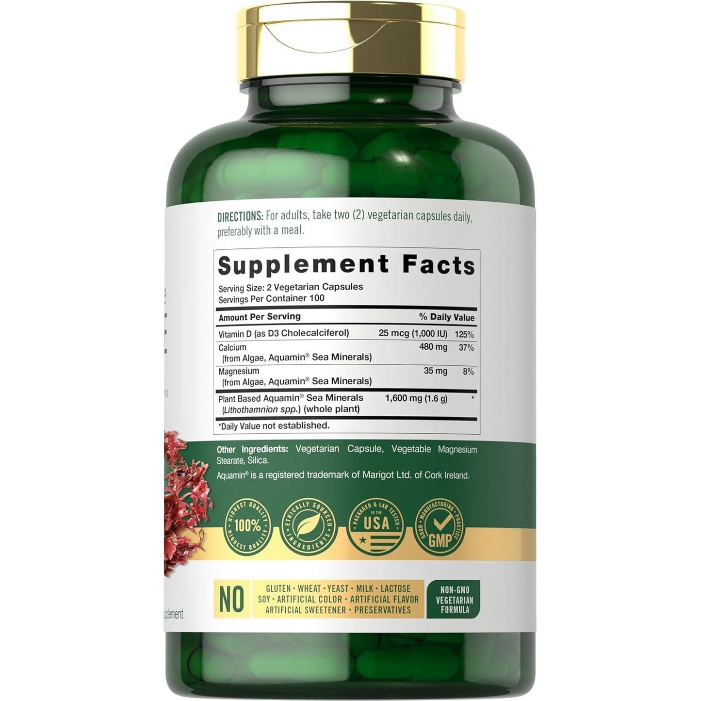 Carlyle Red Marine Algae 1600Mg | 200 Capsules | Vegetarian Supplement