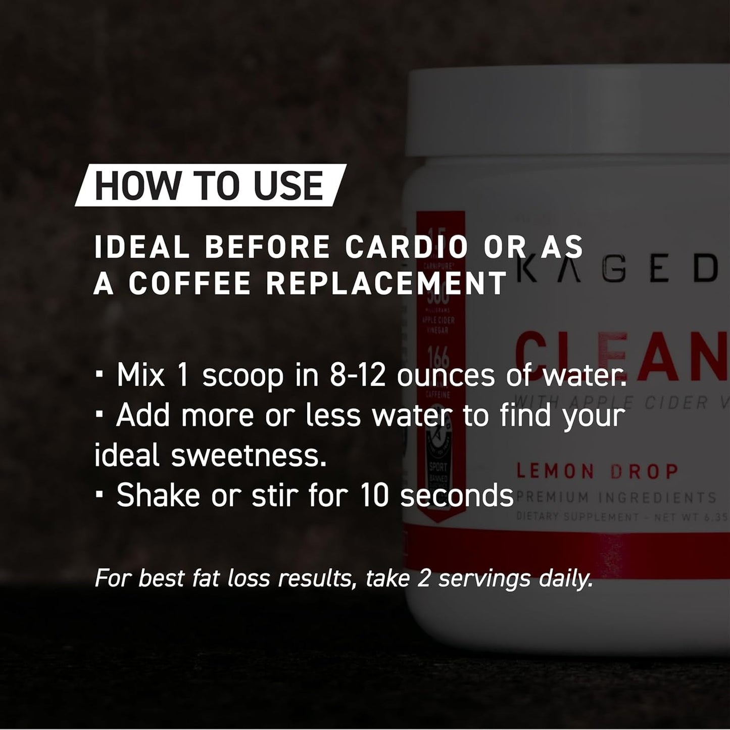 Kaged Thermogenic Powder Clean Burn Strawberry Lemonade for Weight Management 30 Servings