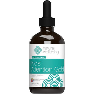 Natural Wellbeing Kids' Attention Gold  for Focus and Concentration with Rhodiola - 4 Oz (118 Ml)