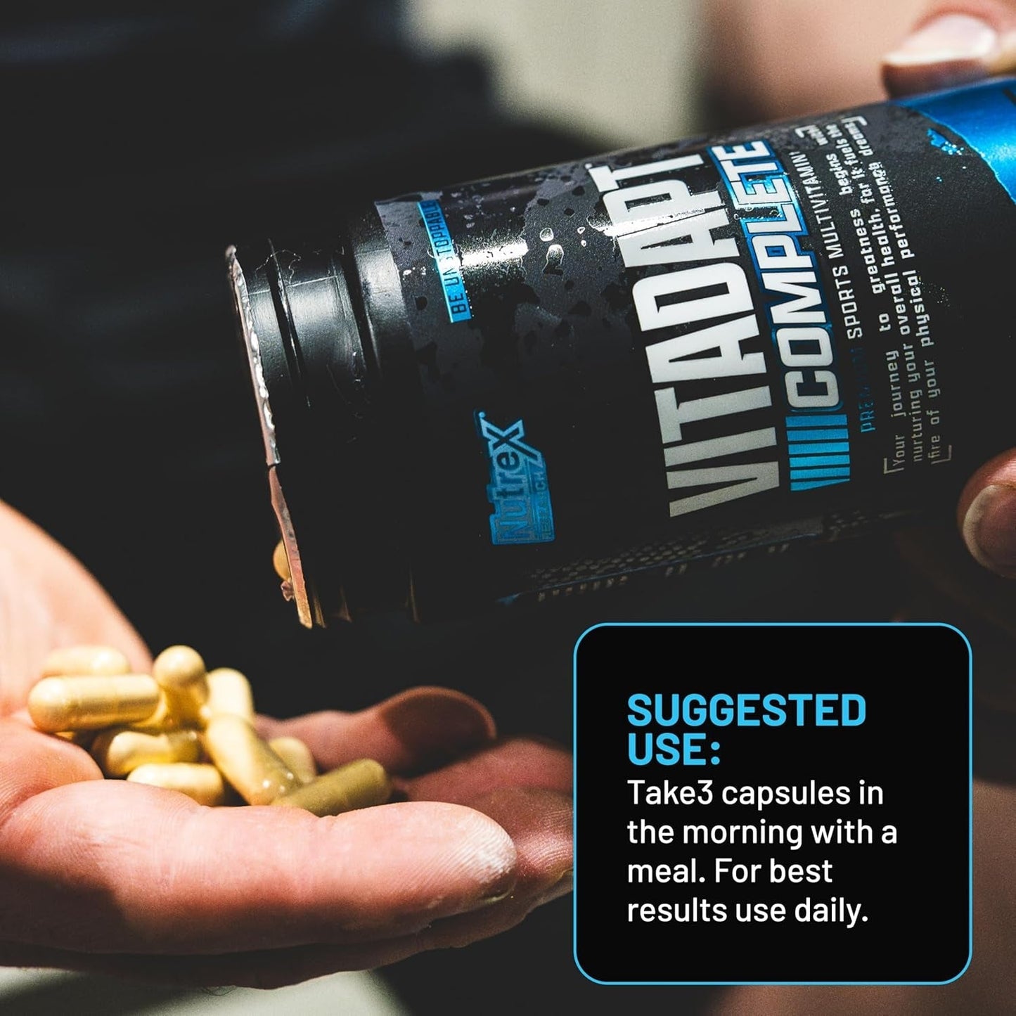 Nutrex Research Vitadapt Complete Sports Multivitamin for Men - 24 Vitamins, KSM-66 Ashwagandha and Minerals for Athletes (90 Capsules)