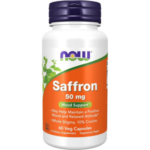 NOW Foods Supplements, Saffron Whole Herb 50 Mg with 10% Crocins, 60 Veg Capsules