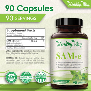 Healthy Way Sam-E - S-Adenosyl Methionine 400Mg, 90 Capsules Non GMO
