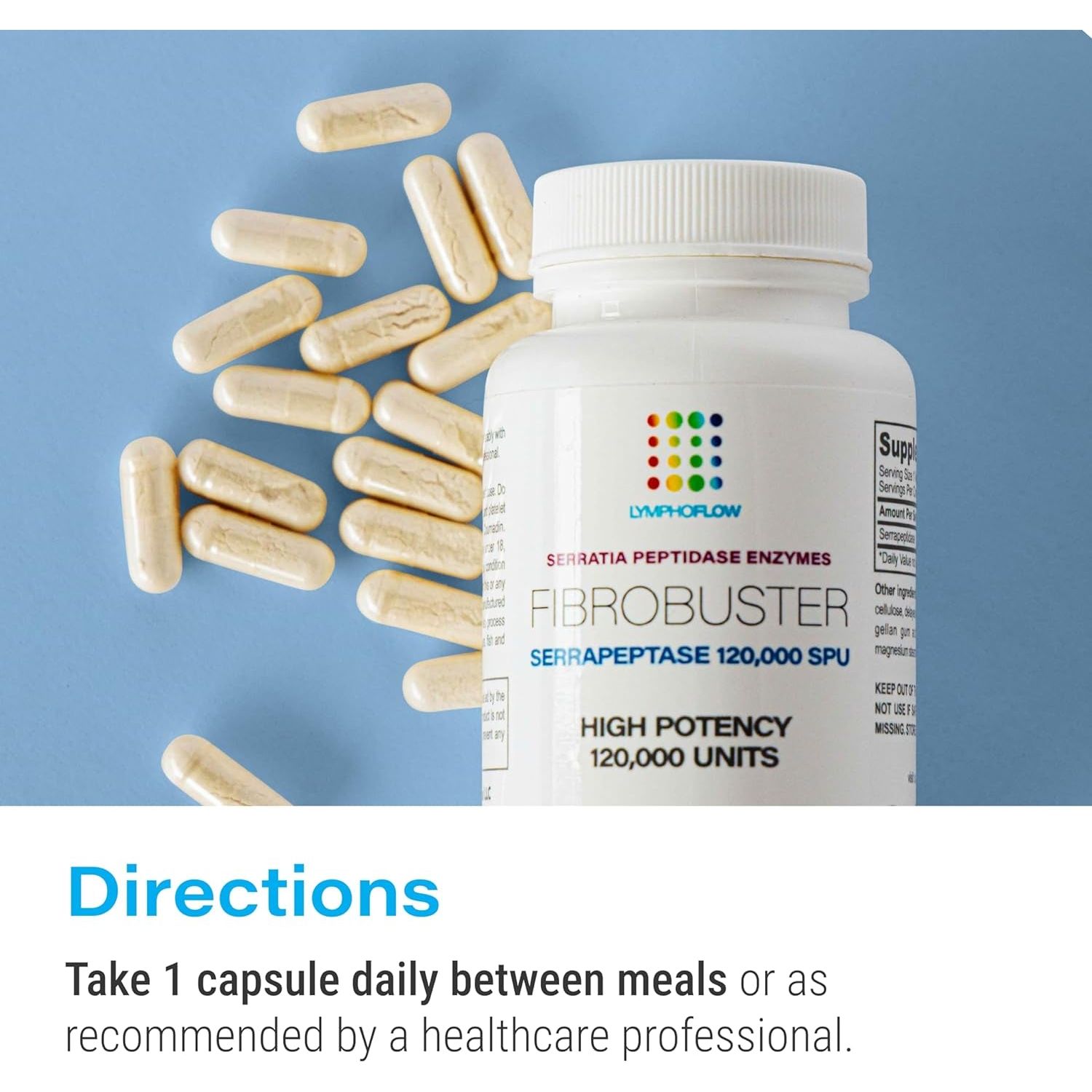 Bruizex Fibrobuster: Serrapeptase Proteolytic Enzymes 120,000 SPU, for Post Surgery Recovery and Immune Support 60 Capsules