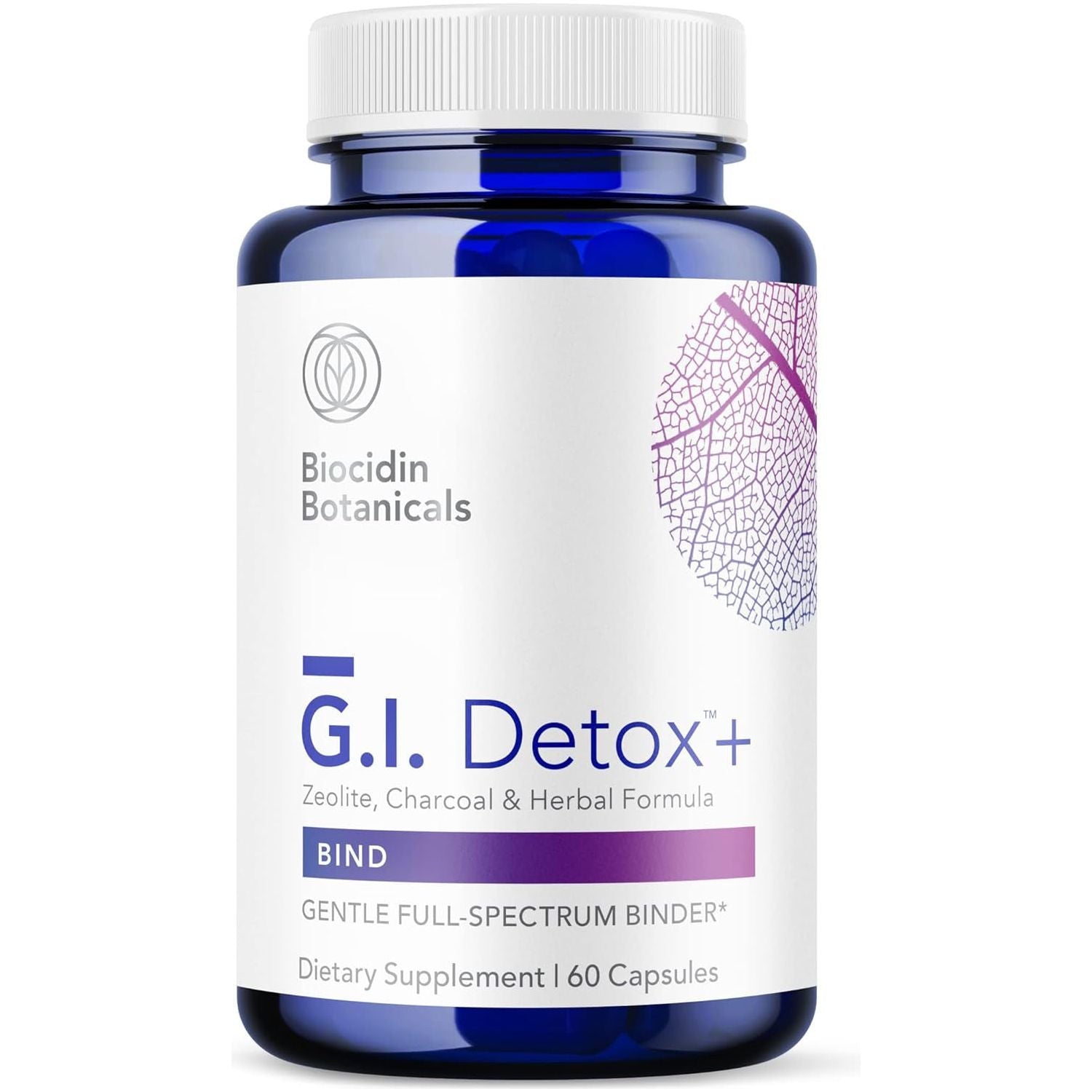 Bio-Botanical Research Biocidin G.I. Detox+ Gentle Binder - Activated Charcoal, Zeolite & Aloe for Digestive Health (60 Capsules)