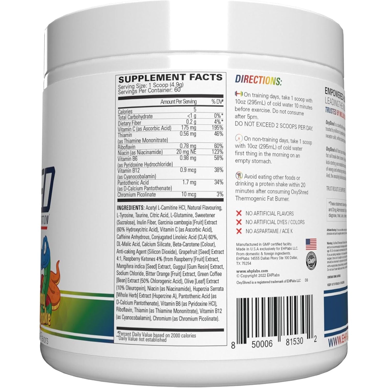 EHP Labs Oxyshred Pre Workout Powder with L Glutamine & Acetyl L Carnitine - Gummy Snake, 60 Servings