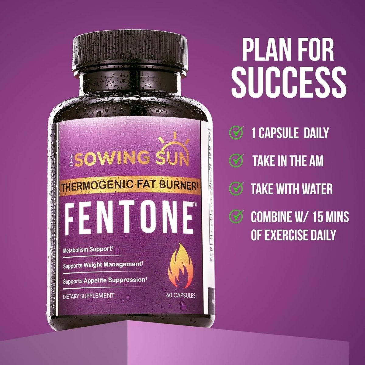 Fentone Thermogenic Fat Burner Energy Booster & Weight Loss 60 Diet Pills - Suppviv