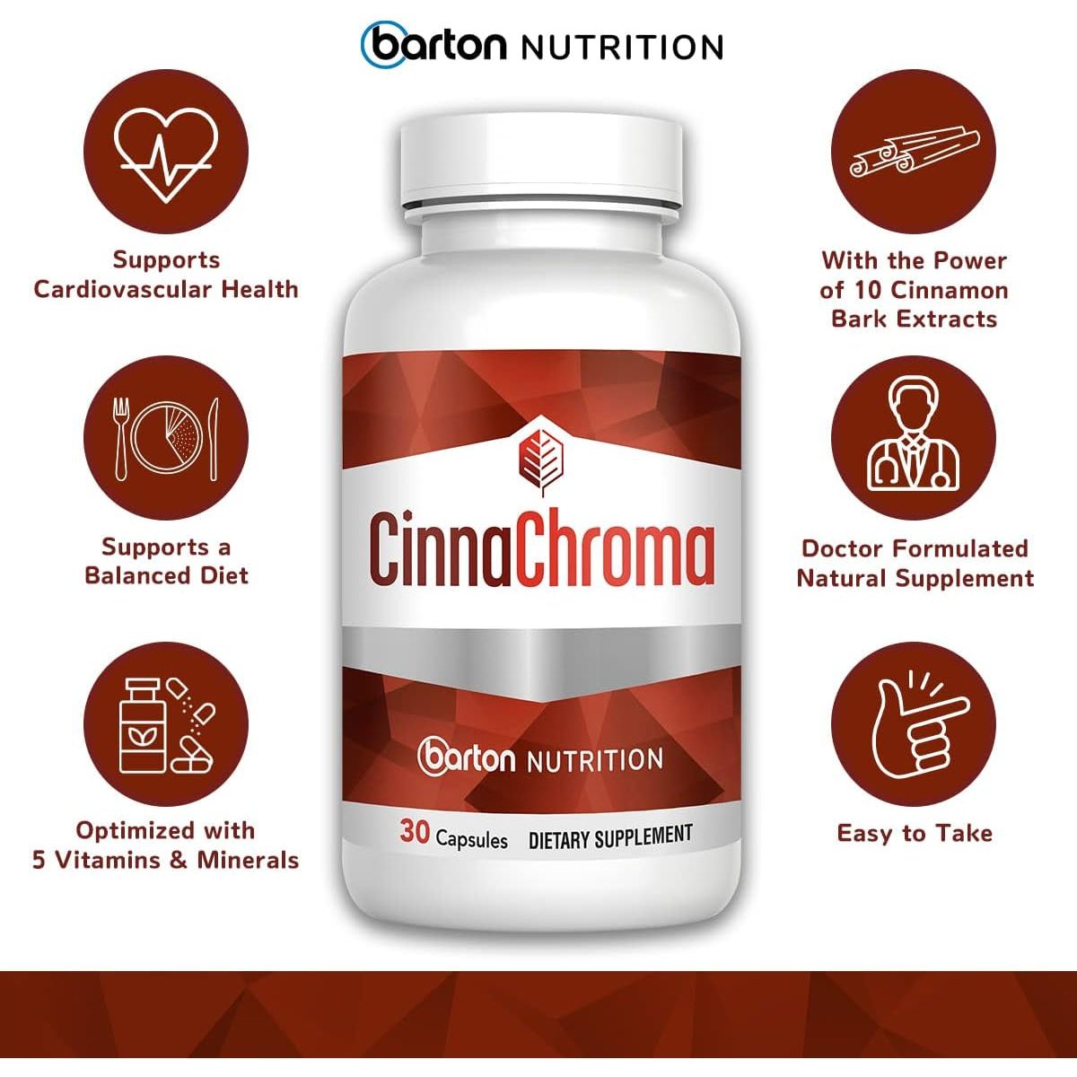 Cinnachroma Cinnamon Capsules - Extract Supplement to Support Metabolism Cardiovascular Health