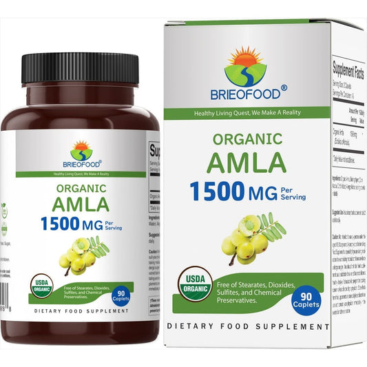 Brieofood Organic Amla 1500Mg, Vegetarian, Gluten Free 45 Servings
