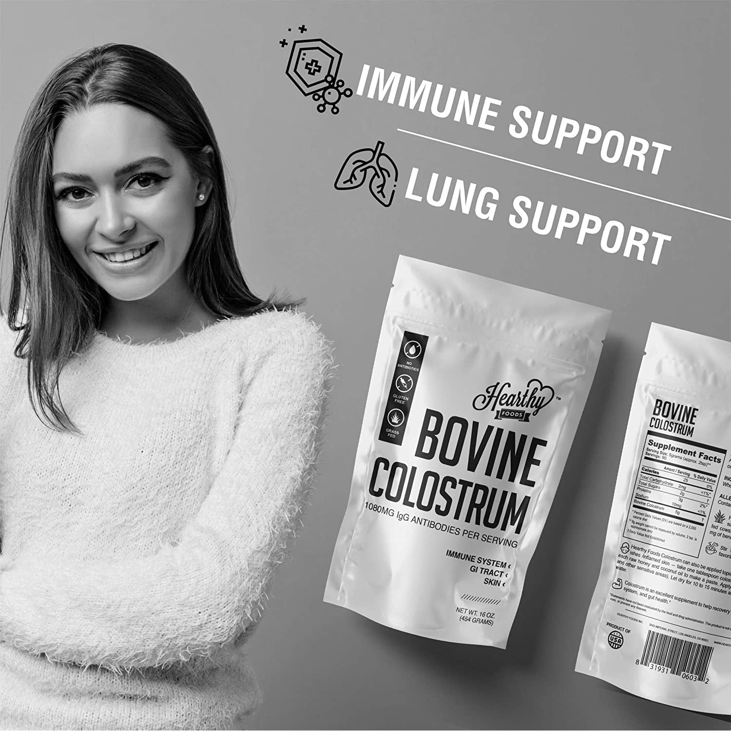 Bovine Colostrum Powder - Upto 30% IGG, Leaky Gut Repair Supplements,  90 Servings