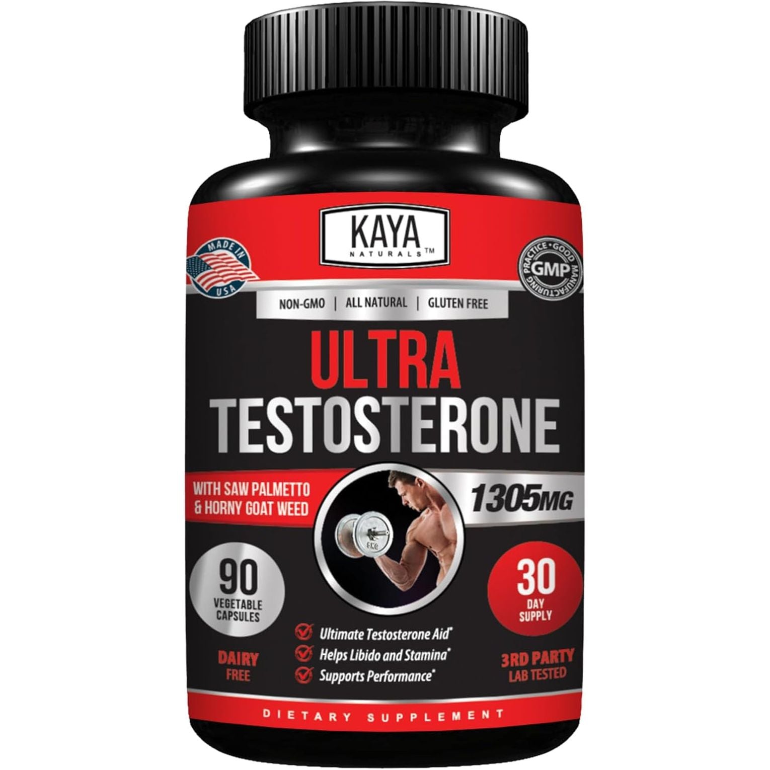 Kaya Naturals Ultra Testosterone - Men'S Testosterone Booster with Tongkat Ali, Horny Goat Weed, Tribulus 90 Count
