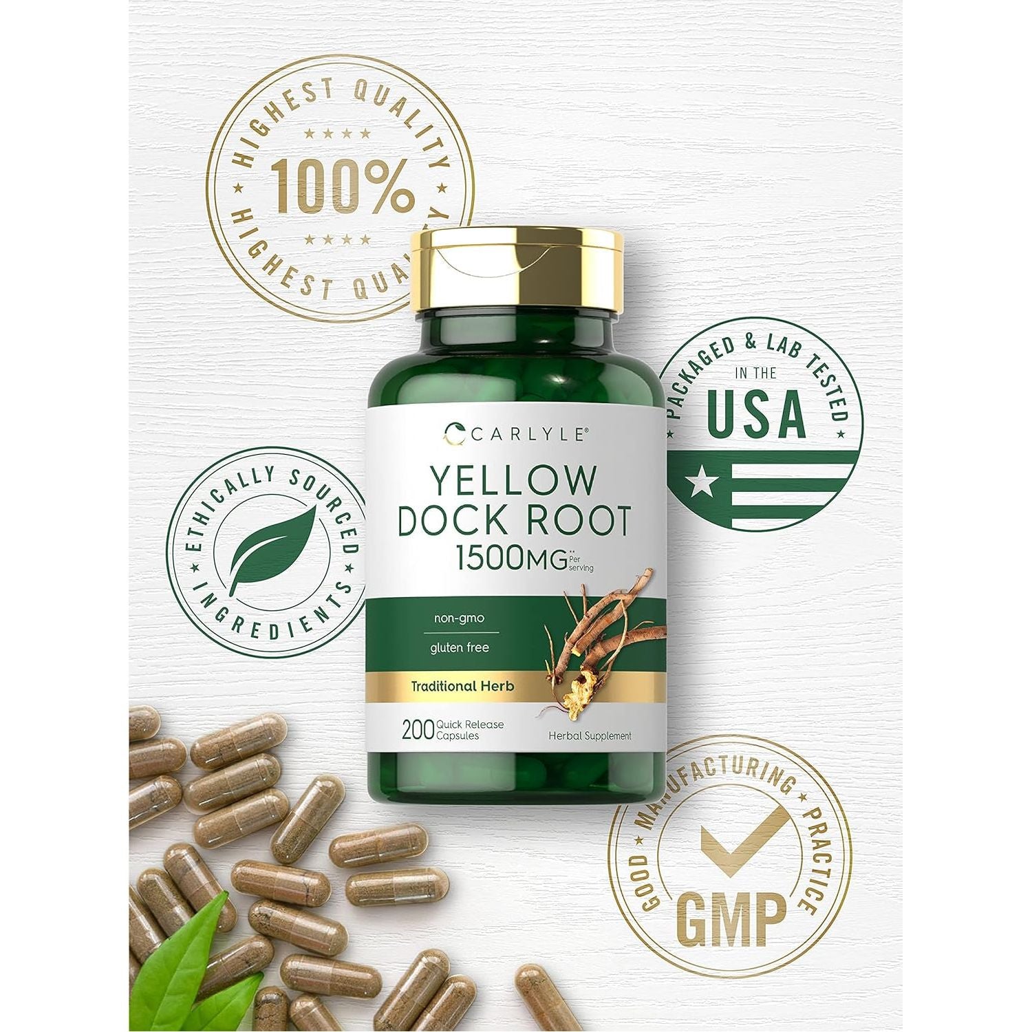 Carlyle Yellow Dock Root Capsules 1500Mg | 200 Count