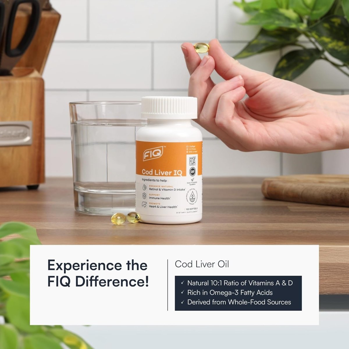 FIQ - Cod Liver IQ Cod Liver Oil Softgels Vitamins A & D and Omega - 3 Fatty Acids - Suppviv