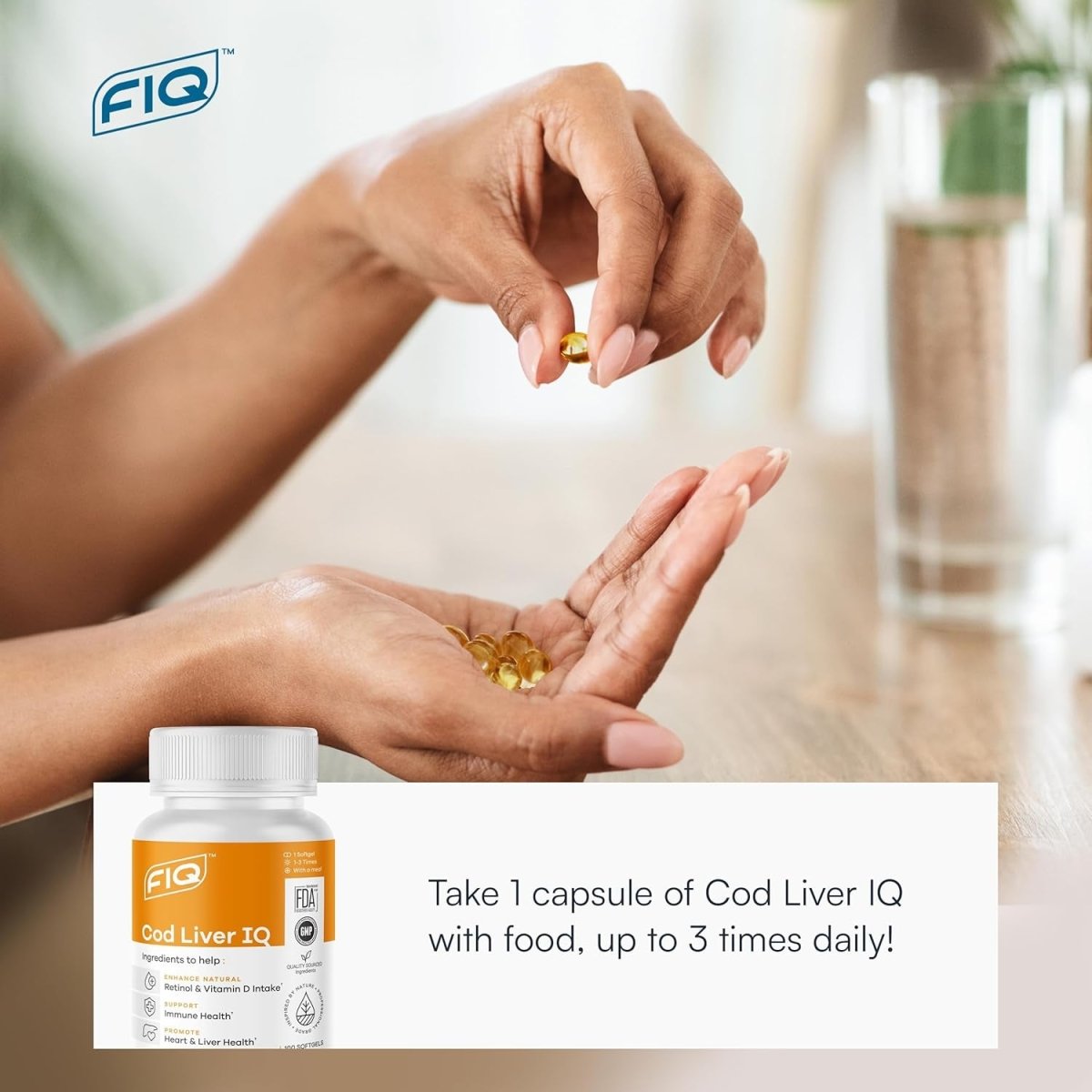 FIQ - Cod Liver IQ Cod Liver Oil Softgels Vitamins A & D and Omega - 3 Fatty Acids - Suppviv