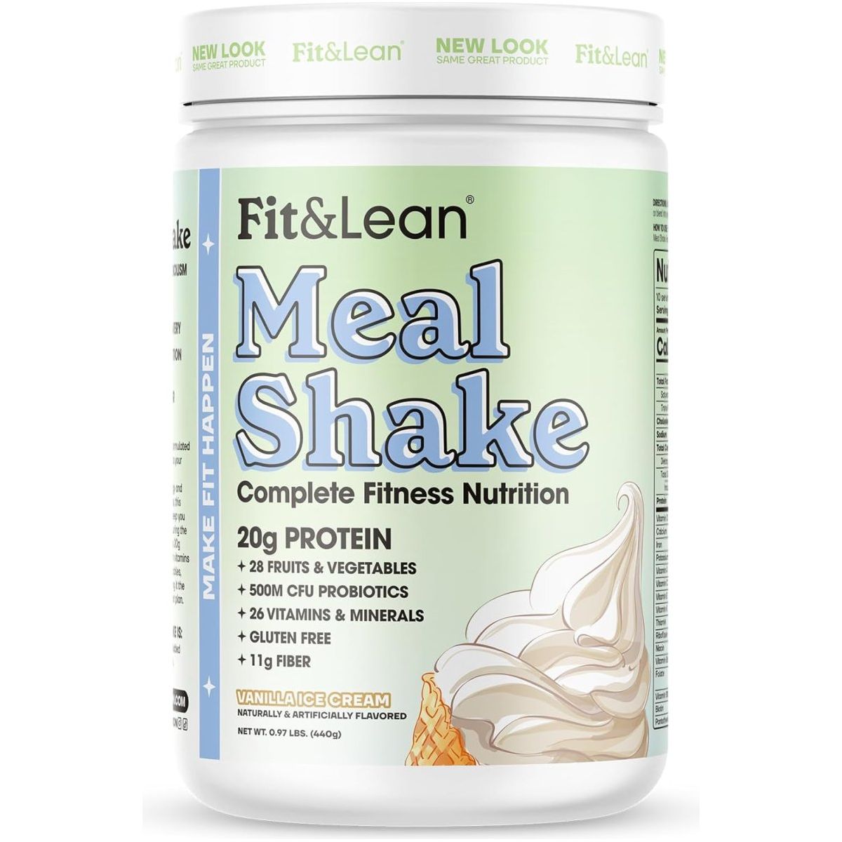 Fit & Lean Meal Shake, Fat Burning Meal Replacement, Protein, Fiber, Probiotics, Vanilla, 1Lb, 10 Servings - Suppviv