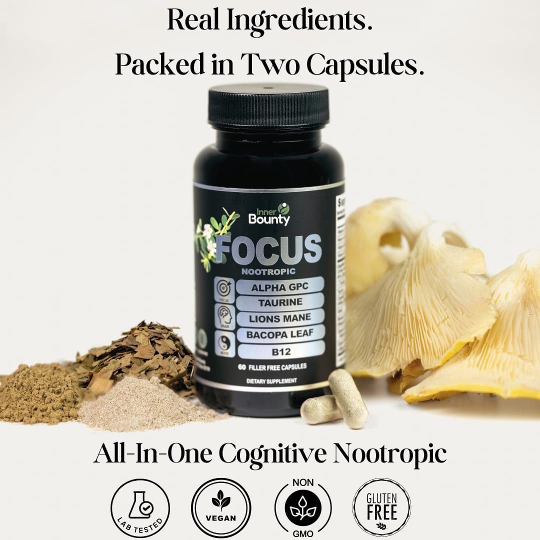 Focus 14 - In - 1 Nootropic Brain Supplement for Energy, Cognitive, Memory Support, 60 Capsules - Suppviv