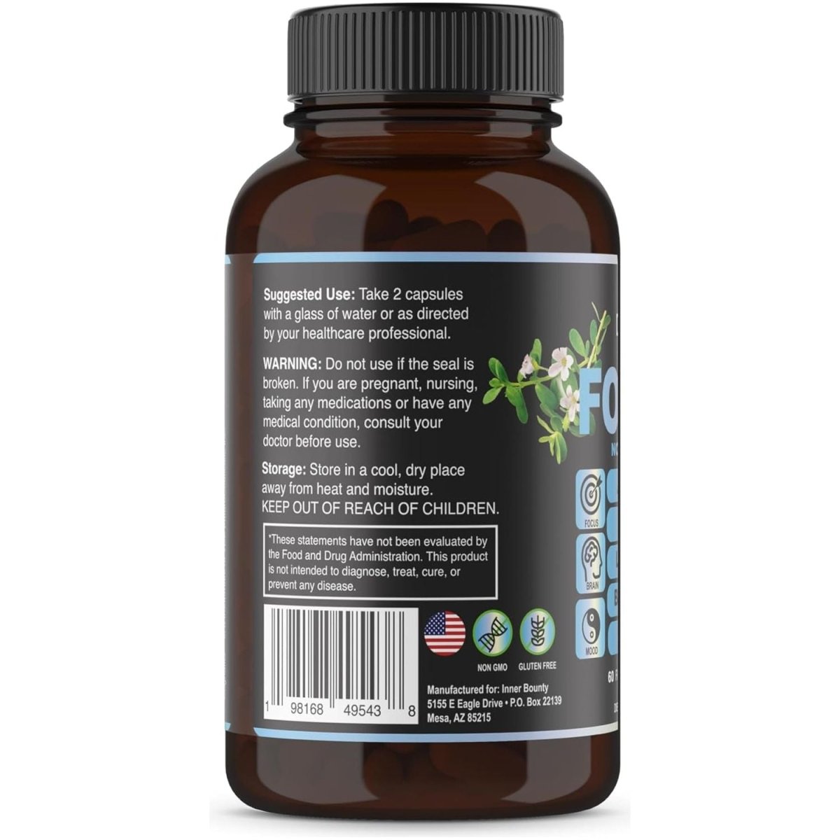 Focus 14 - In - 1 Nootropic Brain Supplement for Energy, Cognitive, Memory Support, 60 Capsules - Suppviv