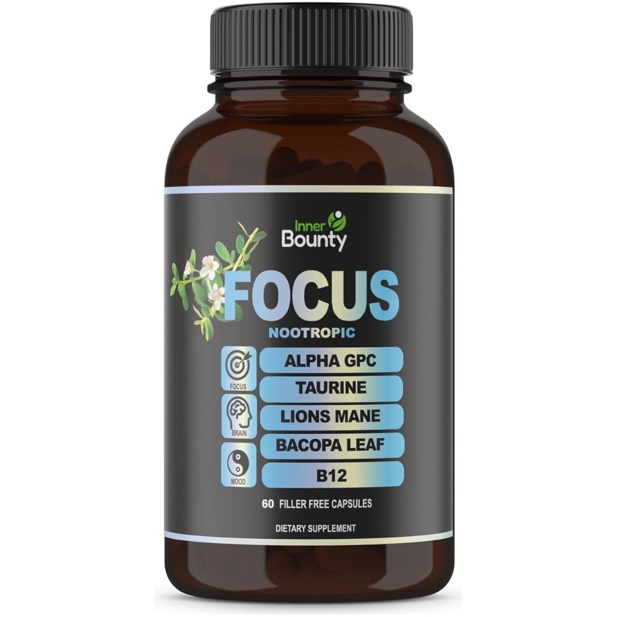 Focus 14 - In - 1 Nootropic Brain Supplement for Energy, Cognitive, Memory Support, 60 Capsules - Suppviv