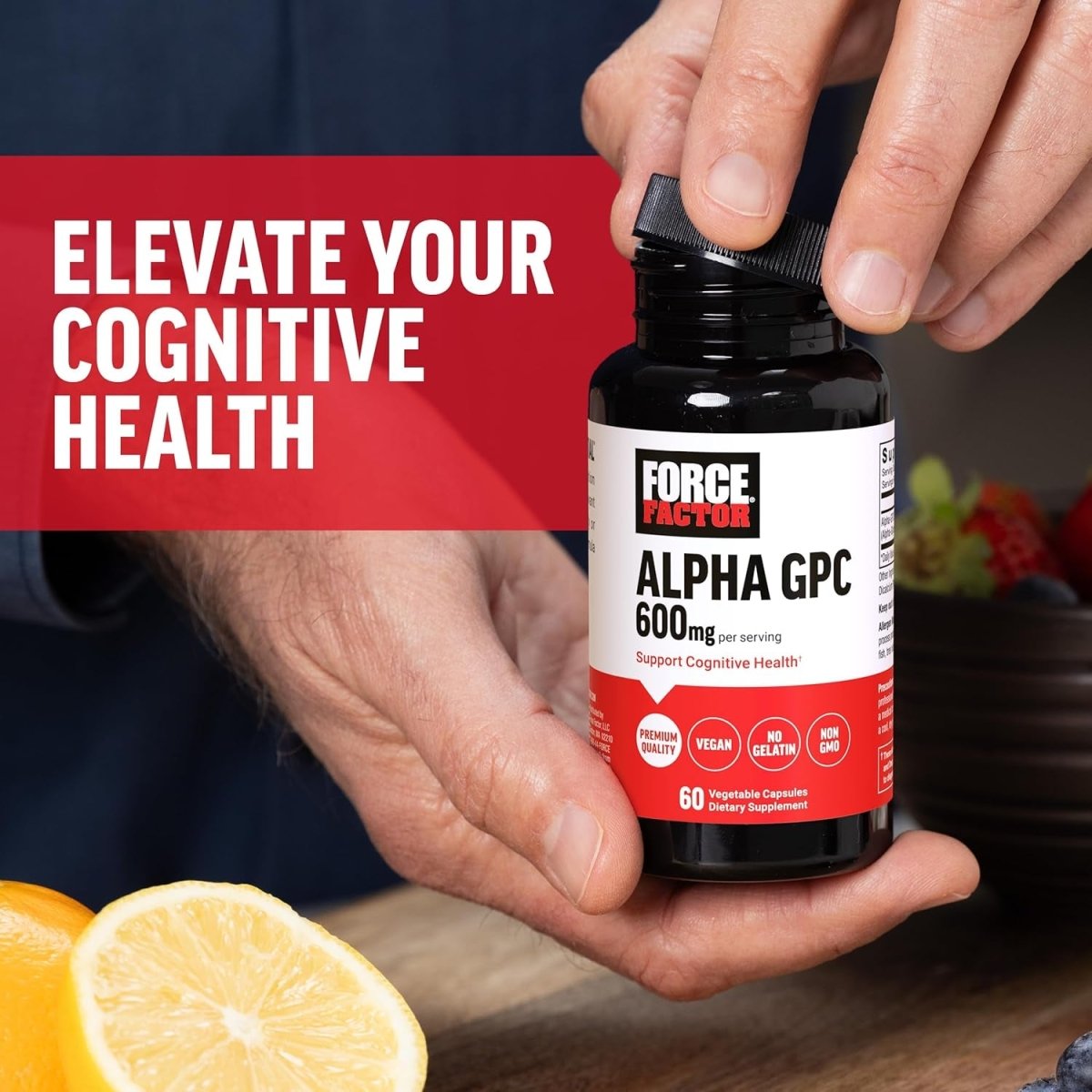 FORCE FACTOR Alpha GPC Brain Supplement for Memory and Focus, Mood Support Supplement with Alpha GPC 300Mg, 60 Capsules - Suppviv