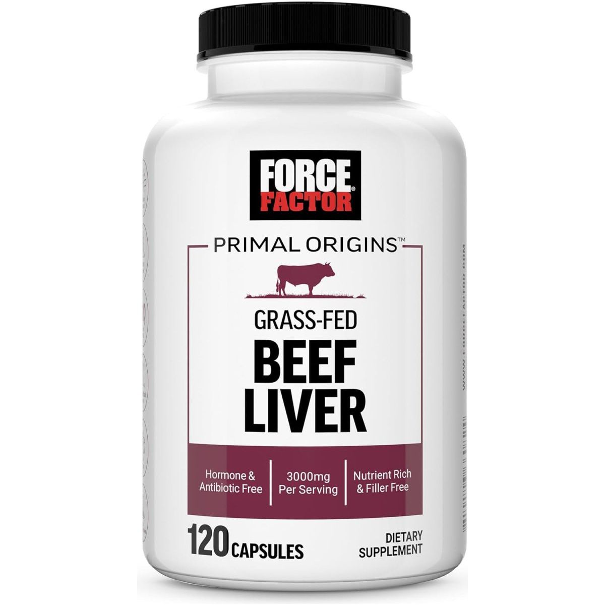 FORCE FACTOR Primal Origins Beef Liver Capsules - Beef Organ Supplement,120 Capsules - Suppviv