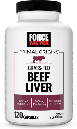 FORCE FACTOR Primal Origins Beef Liver Capsules - Beef Organ Supplement,120 Capsules - Suppviv