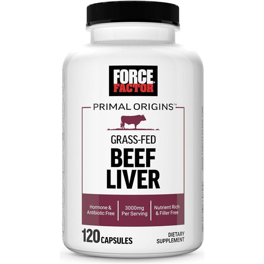 FORCE FACTOR Primal Origins Beef Liver Capsules - Beef Organ Supplement,120 Capsules - Suppviv