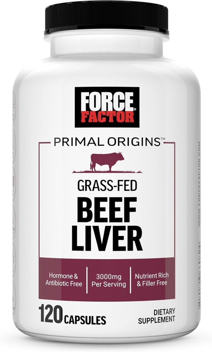 FORCE FACTOR Primal Origins Beef Liver Capsules - Beef Organ Supplement,120 Capsules - Suppviv