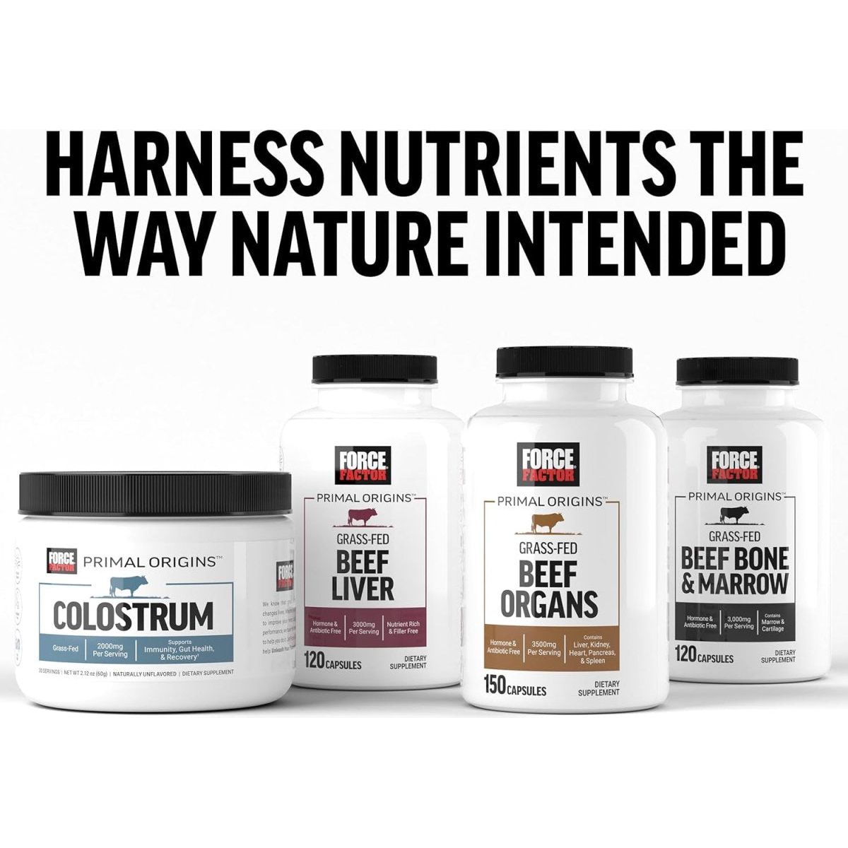 FORCE FACTOR Primal Origins Beef Liver Capsules - Beef Organ Supplement,120 Capsules - Suppviv