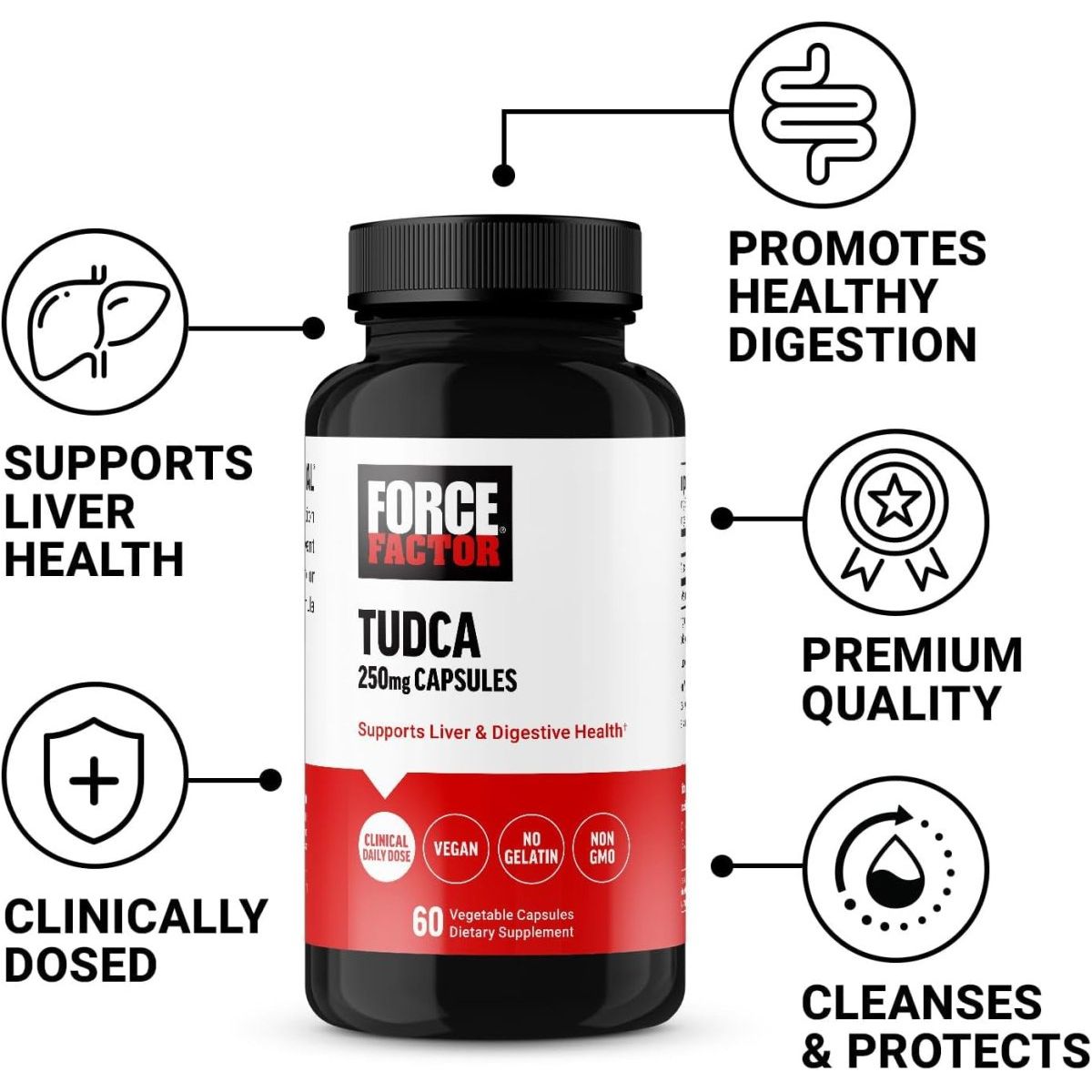 FORCE FACTOR TUDCA Liver Support Supplement 60 Capsules - Suppviv