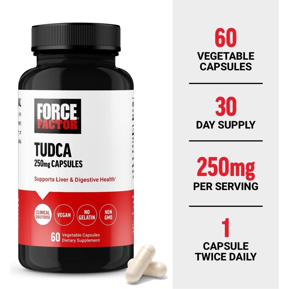 FORCE FACTOR TUDCA Liver Support Supplement 60 Capsules - Suppviv