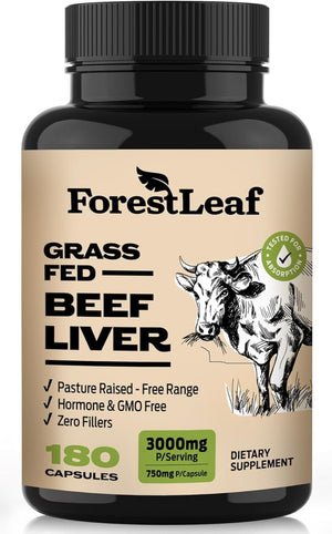 Forestleaf Grass Fed Beef Liver Supplement 3000Mg 180 Capsules - Suppviv