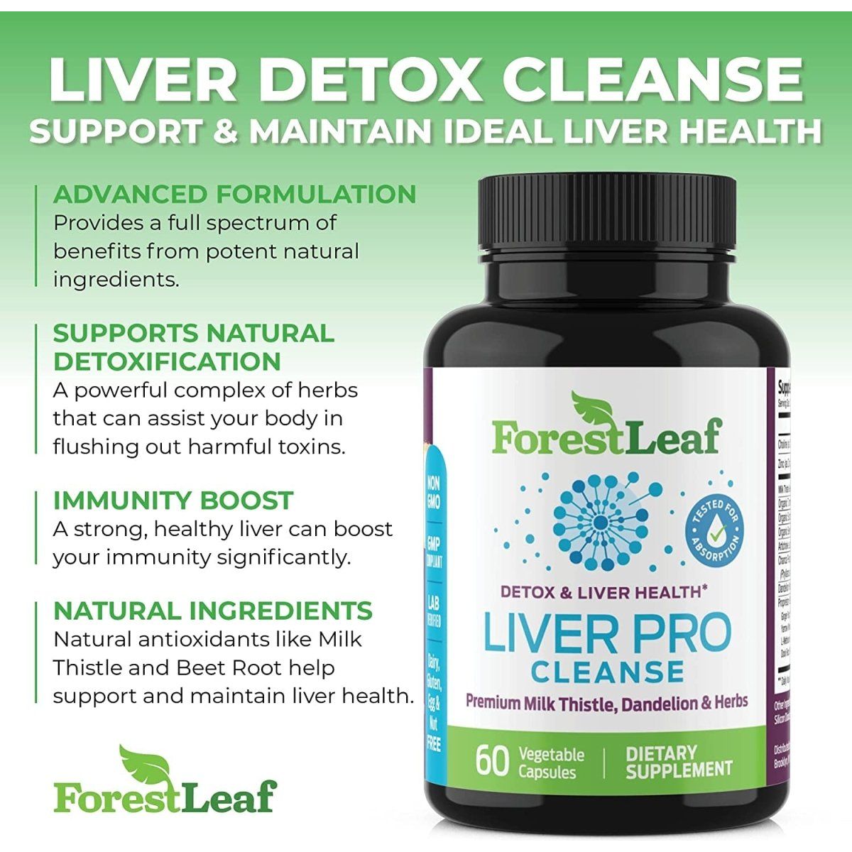 Forestleaf Liver Detox Cleanse Milk Thistle Supplement 1 PACK 60ct - Suppviv
