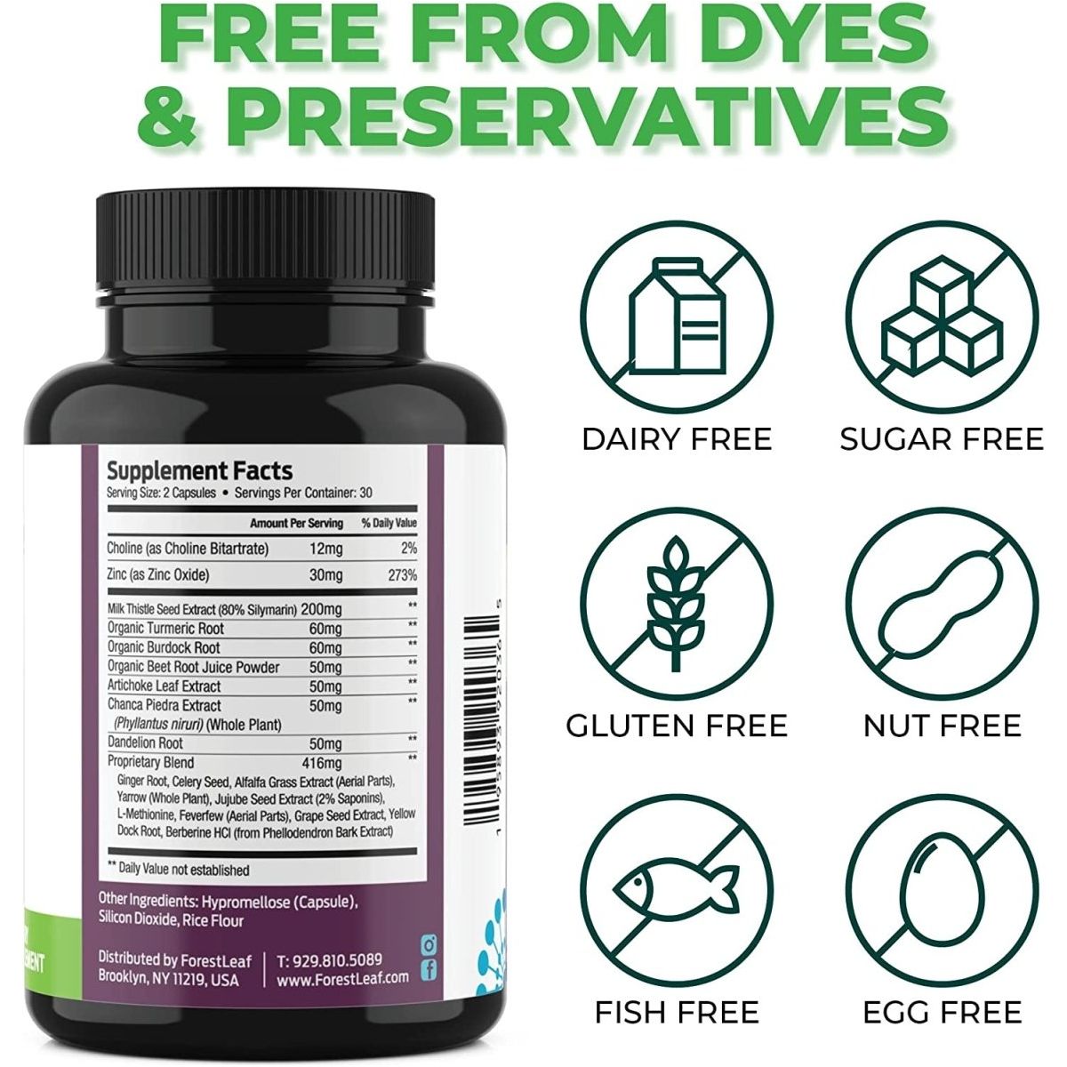 Forestleaf Liver Detox Cleanse Milk Thistle Supplement 1 PACK 60ct - Suppviv