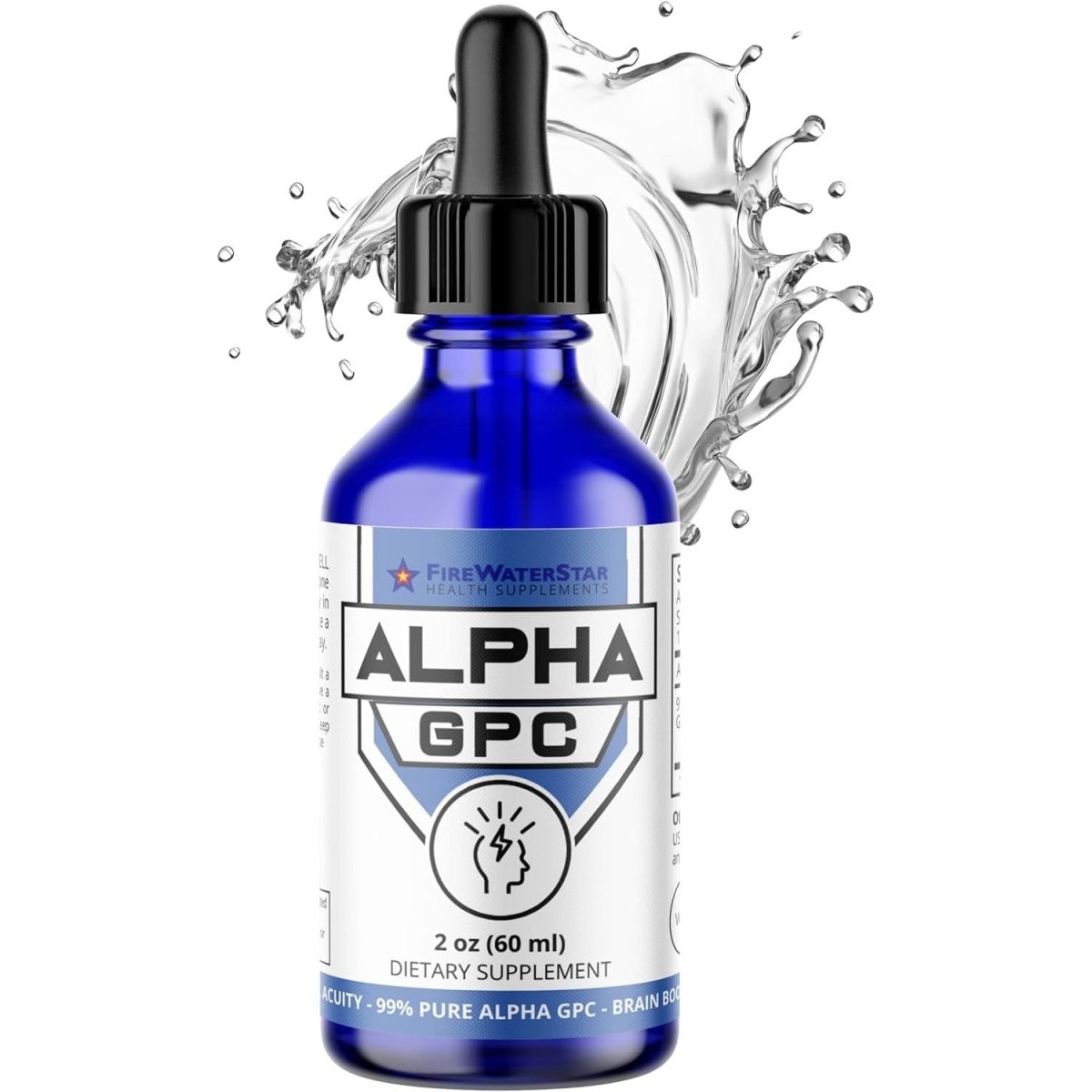FWS Alpha GPC Choline Liquid Drops - Brain Supplement for Memory and Focus - 300Mg - 30 Day Supply - Suppviv
