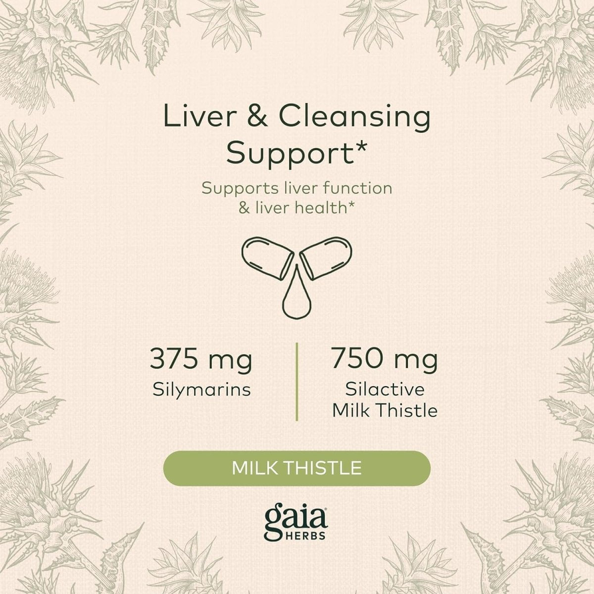 Gaia Herbs Milk Thistle - Liver Supplement & Cleanse Support 120 Capsules - Suppviv