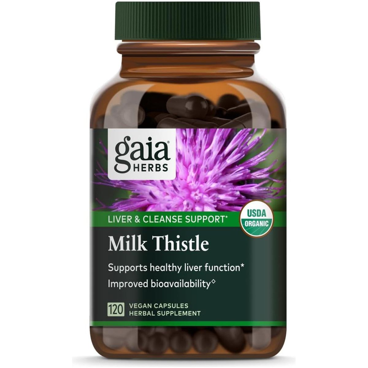 Gaia Herbs Milk Thistle - Liver Supplement & Cleanse Support 120 Capsules - Suppviv
